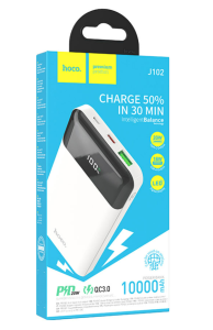 Внешний аккумулятор Powerbank HOCO J102 Cool, 10000mAh белый