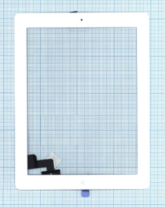 Сенсорное стекло (тачскрин) для iPad 2 (A1395, A1396, A139) белое с кнопкой