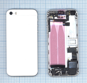 Задняя крышка для iPhone 5S с разъемами кнопками и шлейфами белая