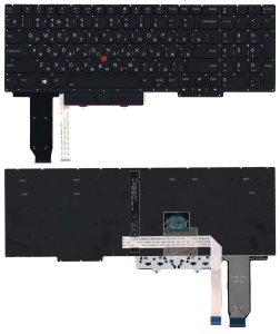 Клавиатура для ноутбука Lenovo Thinkpad E15 черная с подсветкой и указателем