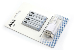 Аккумуляторная батарейка (АAА) с зарядкой Type-C 4 шт.