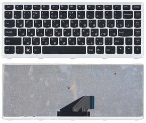 Клавиатура для ноутбука Lenovo IdeaPad U310 черная с серой рамкой