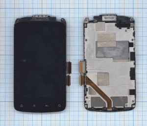 Дисплей для HTC Desire S S510e G12 черный с рамкой