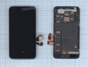 Дисплей для Nokia Lumia 620 черный с рамкой