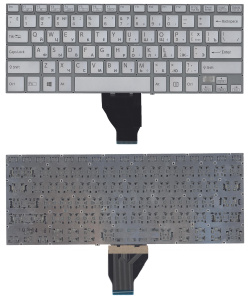 Клавиатура для ноутбука Sony Vaio Fit 14E  серебристая с подсветкой без рамки