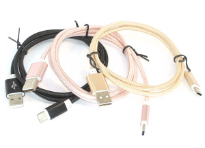 Кабель для зарядки и синхронизации USB Type-C/USB 2.0 в оплетке (1 м) (2,4A) braided Yellow Gold
