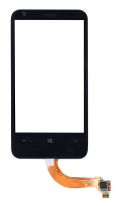 Сенсорное стекло (тачскрин) для Nokia Lumia 620 черное с рамкой