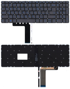 Клавиатура для ноутбука Lenovo IdeaPad L340-15 серая с голубой подсветкой