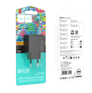 Блок питания (сетевой адаптер) HOCO CS17A Wish 1xUSB, 2.4A, 22.5W, черный