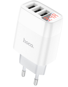 Блок питания (сетевой адаптер) HOCO C93A Easy три порта USB, 2.4A белый