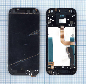 Дисплей для HTC One mini 2 черный с рамкой