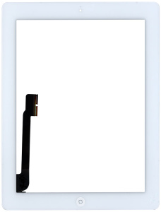 Сенсорное стекло (тачскрин) для iPad 3 белое с кнопкой OEM