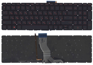 Клавиатура для ноутбука HP Omen 17-W000 черная с красной подсветкой
