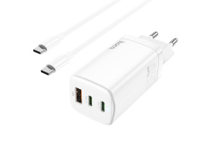 Блок питания (сетевой адаптер) HOCO N16 Scenery 65W три порта (1хUSB-A, 2хType-C) GaN, белый