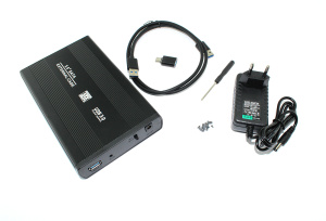 Бокс для жесткого диска 3,5" SATA алюминиевый USB 3.0 черный