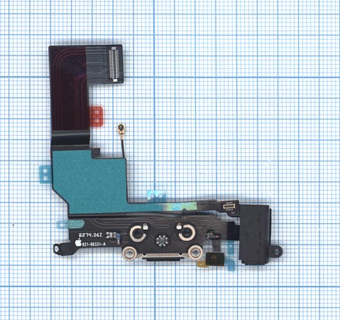 Шлейф разъема питания с аудио-разъемом для iPhone SE черный