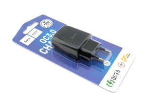 Блок питания (сетевой адаптер) HOCO C72Q Glorious QC3.0 один USB порт, черный