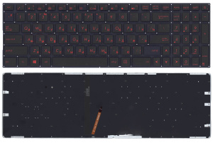 Клавиатура для ноутбука Asus FX502 черная с красной подсветкой