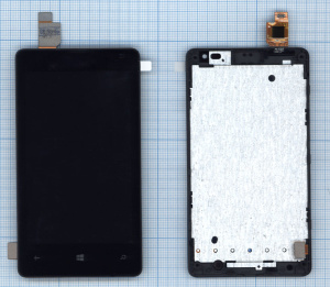 Дисплей для Microsoft Lumia 532 Dual Sim черный с рамкой