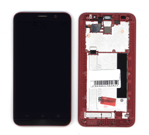Модуль (матрица + тачскрин) для Asus ZenFone 2 ZE551ML красный с рамкой уценка Б/У