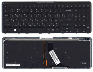 Клавиатура для ноутбука Acer Aspire V5 V5-531 M5-581T черная с рамкой и подсветкой
