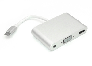 Адаптер Type-C на VGA, HDMI и раъём для наушников 3,5 мм серебристый