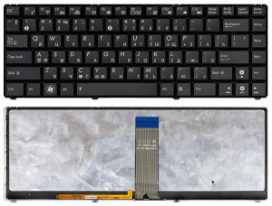 Клавиатура для ноутбука Asus UL20 Eee PC 1201 черная с рамкой с подсветкой