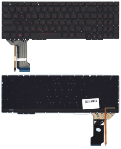 Клавиатура для ноутбука Asus GL753 FX553VD черная с красной подсветкой (узкий шлейф подсветки)