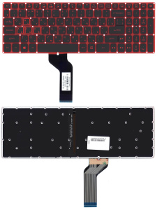 Клавиатура для ноутбука Acer Nitro 5 AN515-51 черная с красной подсветкой (стрелки без рамки)
