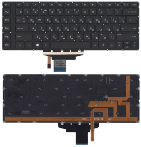 Клавиатура для ноутбука HP Omen 15-5000 черная без рамки с подсветкой (горизонтальный Enter)