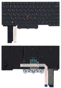 Клавиатура для ноутбука Lenovo Thinkpad E14 черная с подсветкой и указателем
