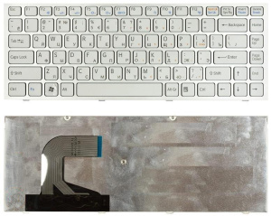 Клавиатура для ноутбука Sony Vaio VPC-S series белая с серебристой рамкой