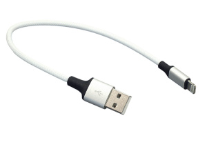 Кабель для зарядки  Apple Lightning 8Pin (Короткий), 25cm. Черно-белый