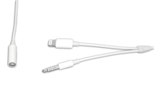 Аудио Адаптер MH031 3.5-3.5/Lightning мама-папа 2 50 см (белый)