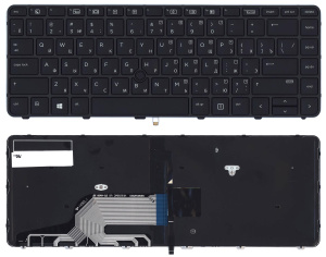 Клавиатура для ноутбука HP Probook 640 G2 645 G2 черная с подсветкой и указателем