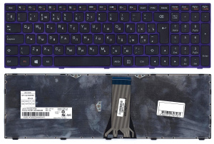 Клавиатура для ноутбука Lenovo IdeaPad G50-70 G50-30 черная с фиолетовой рамкой
