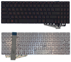 Клавиатура для ноутбука Asus FX570 черная с красной подсветкой