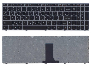Клавиатура для ноутбука Lenovo IdeaPad B5400 M5400 черная с серебристой рамкой