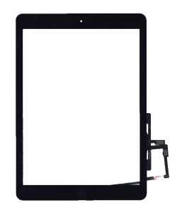 Сенсорное стекло (тачскрин) для iPad Air (A1474, A1475, A1476) черное с кнопкой
