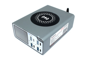 Зарядная станция Aixun DP20 (200W, 8 портов 4USB-QC3.0/4Type-C-PD, Qi 15W, LCD)