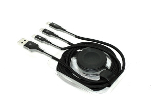 Кабель Baseus  4-in-1 Lightning+USB-C+micro-USB+iWatch (1.2 метра) чёрный