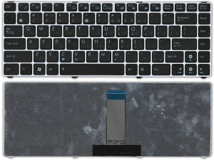 Клавиатура для ноутбука Asus UL20 Eee PC 1201 черная с серебристой рамкой