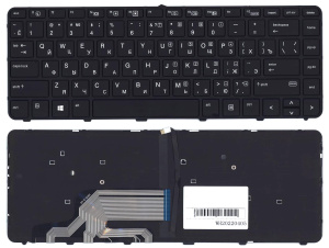 Клавиатура для ноутбука HP ProBook 430 G3 440 G3 445 G3 черная с рамкой и подсветкой