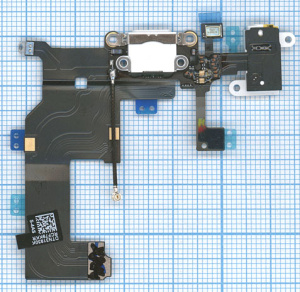 Шлейф разъема питания с аудио-разъемом для iPhone 5 белый