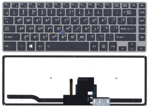 Клавиатура для ноутбука Toshiba Z40 черная с подсветкой и серой рамкой