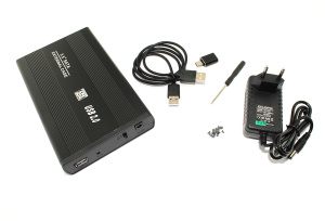 Бокс для жесткого диска 3,5" SATA алюминиевый USB 2.0 черный