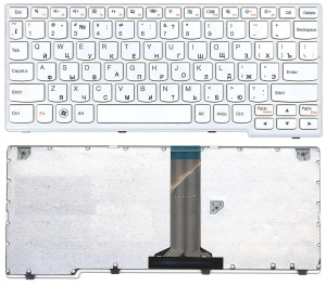 Клавиатура для ноутбука Lenovo IdeaPad S205 белая с рамкой