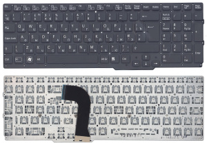 Клавиатура для ноутбука Sony Vaio SVS15 черная с подсветкой Вертикальный ENTER