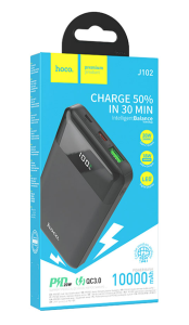 Внешний аккумулятор Powerbank HOCO J102 Cool, 10000mAh черный