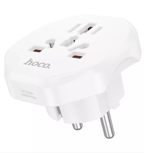 Сетевой переходник адаптер для евророзетки Hoco AC6 10А 250В белый